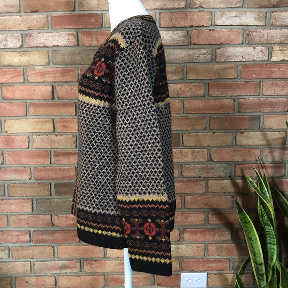 Cambridge Dry Goods Tan and Black Zip Front Cardigan Sweater Medium - Picture 2 of 6